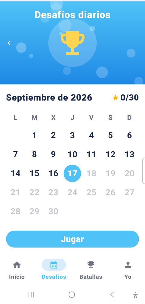 Calendario de Desafíos diarios de Orfeo Sudoku